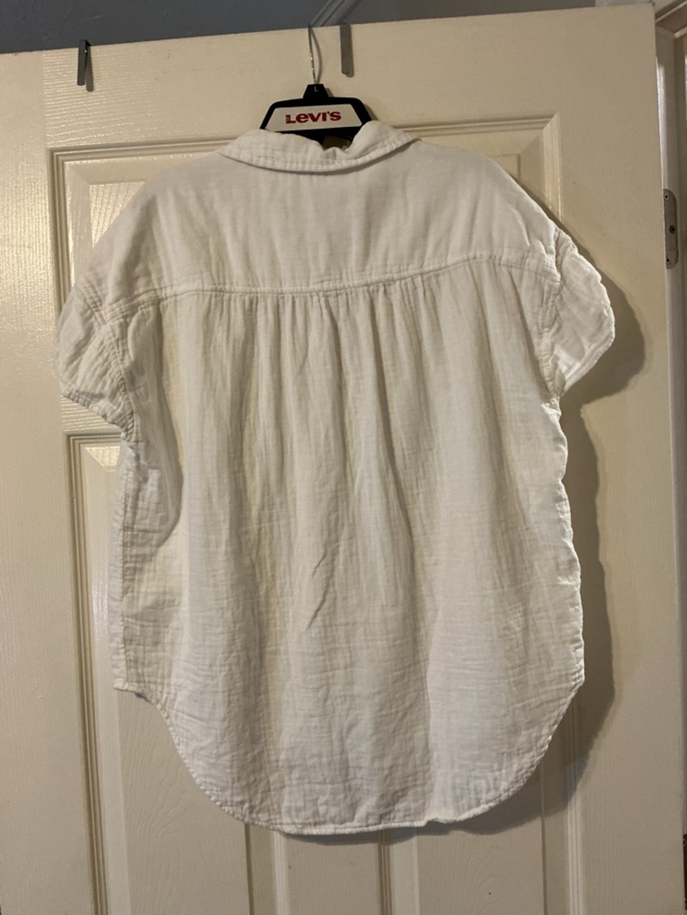 Sonoma White Cotton Gauze Top Coastal Boho Button Down Relaxed L - Picture 7 of 7